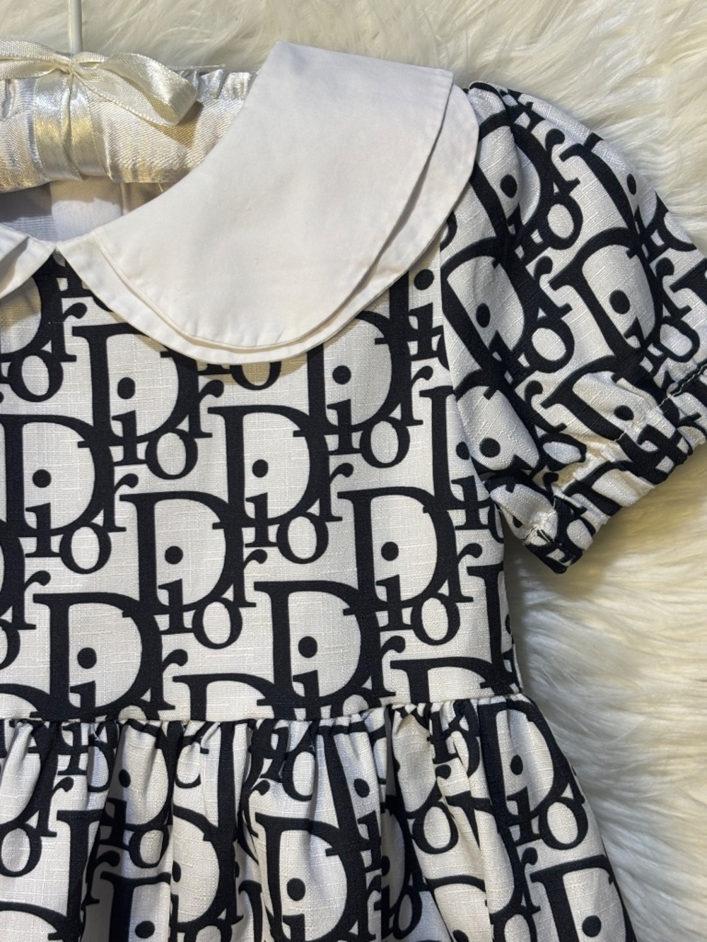 Rare! [Baby Dior] EUC Black White Short Sleeve Toddler Party Dress | 36 · 2T - Picture 3 of 13